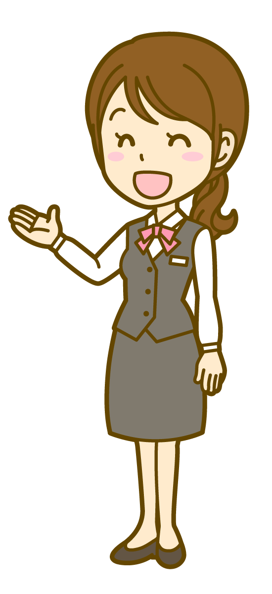 レンタル掲示板の内容を案内する女性