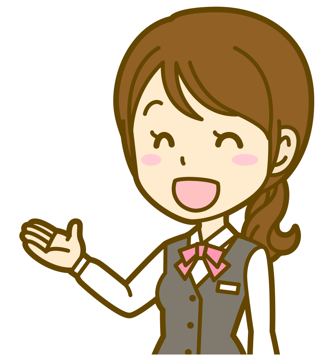 レンタル掲示板の内容を案内する女性